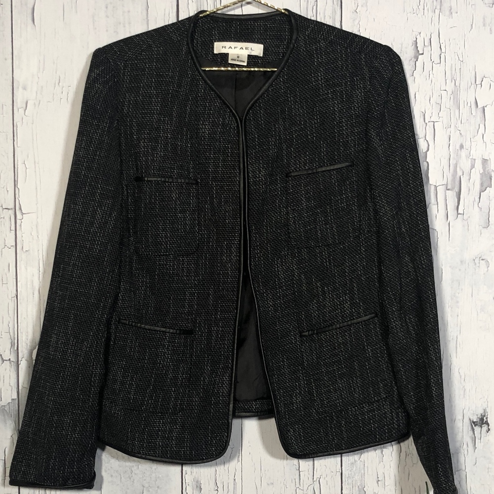 Rafael Black/Gray Jacket Blazer  Sz 8 EUC